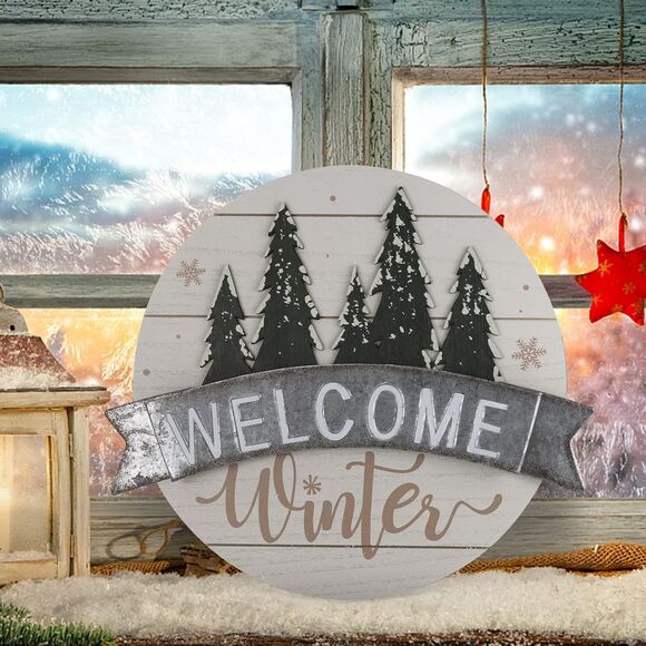 Sfozstra Winter Welcome Sign, "Welcome Winter" Front Door Decorative Sign - Picture 2 of 7